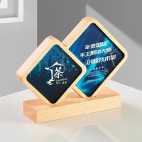 Trophée en cristal en forme de diamant entièrement personnalisé avec impression couleur et base en bois pour récompense
