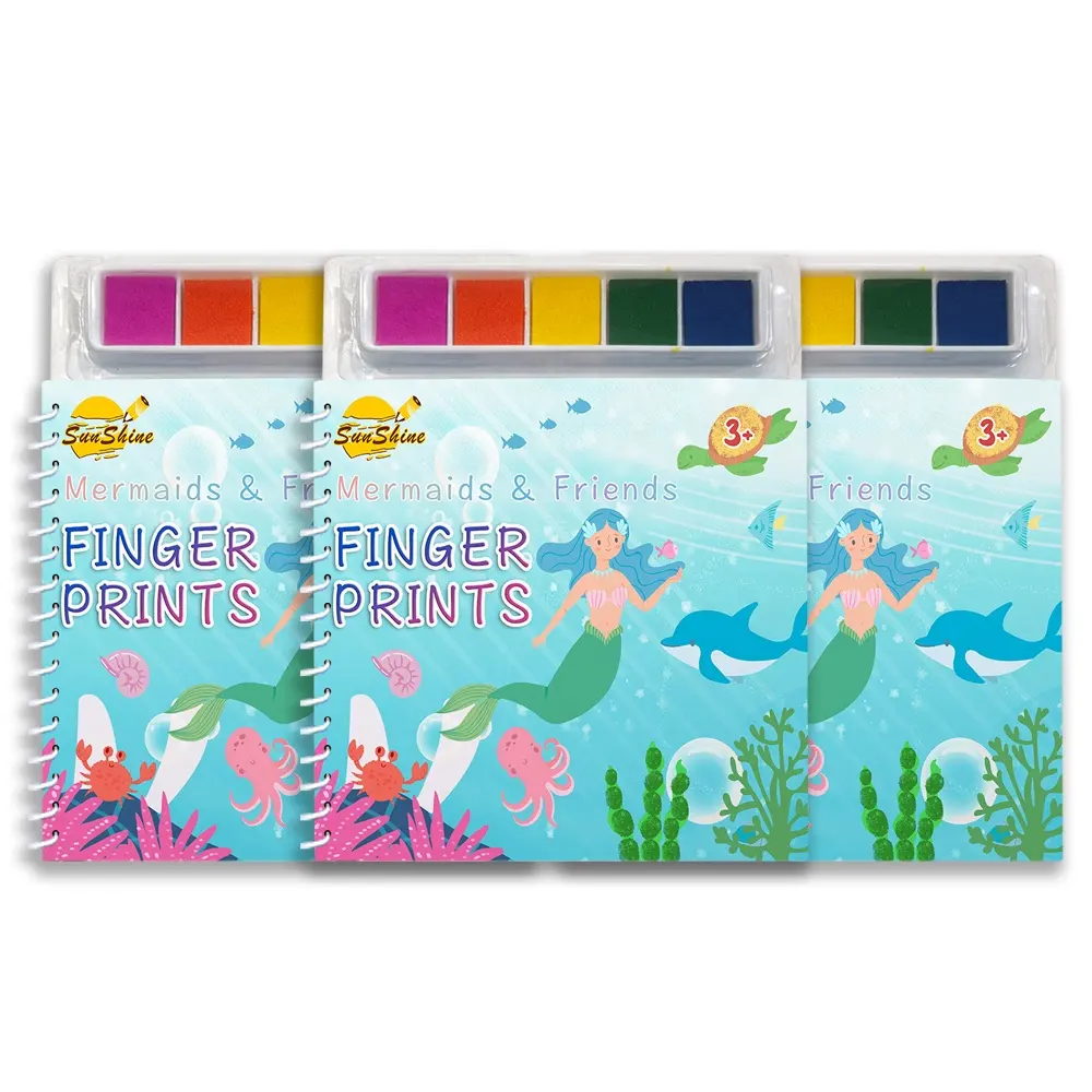 2023 Kids Early Education Toys English water Coloring Finger Painting Books Ink Pad Kids Activities Doodling Book