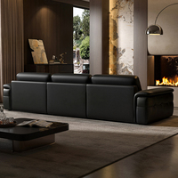 Ensemble de canapés modulaires inclinables en cuir véritable de luxe moderne, design en forme de L, éponge haute densité pour le bureau, la maison, l'école