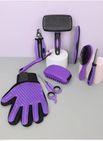 Ensemble de toilettage pour animaux de compagnie 9-en-1, peigne à poils en plastique, ciseaux, brosse à picots, coupe-ongles pour chiens et chats