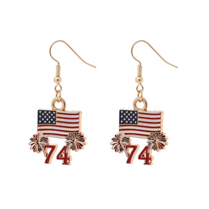 Pendientes de Joyería de Moda para el Día de la Independencia de EE. UU. 2026, Pendientes con Forma de Corazón con la Bandera Estadounidense del <span class=keywords><strong>4</strong></span> de Julio para el 250 Aniversario - Product Image 3