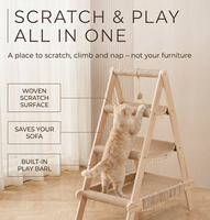 Arbre à chat en bambou à trois niveaux - Conception durable, réglable et écologique pour une utilisation en intérieur, appartements, magasins d'animaux
