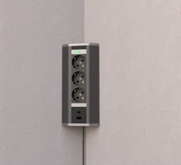 壁挂式转角扩展插座 250V 16A 带 3 个插座 USB 充电 CE 认证 IP20 防护等级 1.5m 电缆