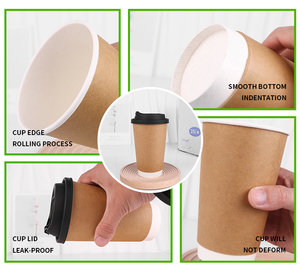 Vasos <span class=keywords><strong>de</strong></span> Papel Desechables <span class=keywords><strong>para</strong></span> Bebidas, Té con Leche, Café Caliente o Helado, con Tapa y Logotipo Personalizado al por Mayor - Product Image 4