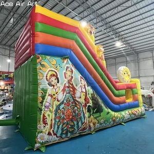 Château gonflable pour enfants sur le thème des contes de fées forestiers, imprimé <span class=keywords><strong>loup</strong></span> et renard, avec toboggan, idéal pour les fêtes en extérieur - Product Image 4