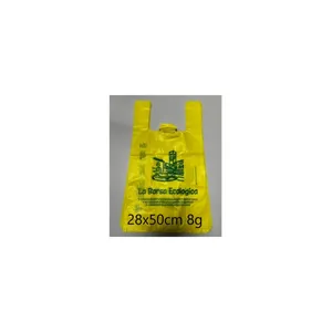 Made In Italy High End Price Customized Compostable Biodegradable Plastic T-Shirt Bag 28X50cm For Market