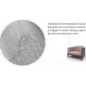 ฟิล์ม PVC ลายผ้าลินินสีเทาเข้ม แบบมีกาวในตัว กันน้ำและทนต่อการซีดจาง สำหรับตกแต่งเฟอร์นิเจอร์ - Product Image 4