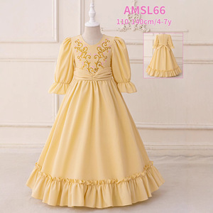 Abito formale da festa per ragazza fiore di mezza lunghezza estate Puffy Muslim maglia ricamato abito da festa di compleanno - Product Image 1
