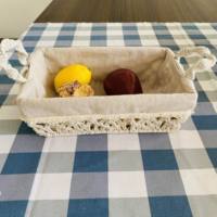 Panier à pain robuste fait à la main corde de coton cadre de fer amovible lavable doublure en tissu fil métallique pour la maison Organisation Carton