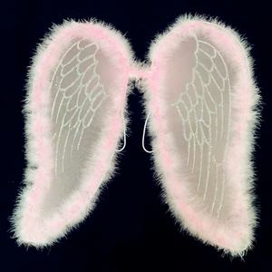 Sayap Peri Bulu Nilon Putih Aksesoris Cosplay Halloween Dekorasi Pesta - Product Image 3