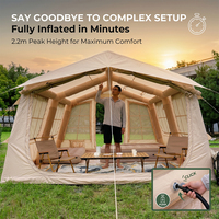 Tente de camping gonflable de luxe facile à installer, en PVC Oxford 420D, imperméable et résistante au vent, pour le glamping et le camping quatre saisons en extérieur