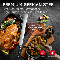 Couteau de cuisine en acier au carbone de 12 pouces KEEMAKE, manche ABS, acier allemand 4116 pour trancher le jambon et le brisket, poignée durable en métal et plastique