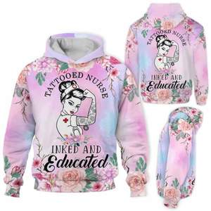 Sudadera con Capucha Larga <span class=keywords><strong>de</strong></span> Invierno con Estampado <span class=keywords><strong>de</strong></span> Flores Rosadas en 3D Personalizada <span class=keywords><strong>para</strong></span> Enfermeras, Sudadera <span class=keywords><strong>de</strong></span> Poliéster Estampada <span class=keywords><strong>de</strong></span> Corte Regular <span class=keywords><strong>para</strong></span> Hombre y Mujer - Product Image 1
