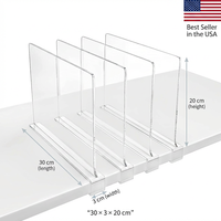 Meilleure vente de séparateurs d'étagères en acrylique pour placard, séparateur d'étagères en plastique Transparent