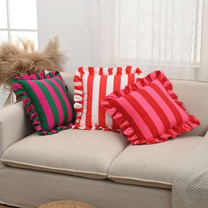 Nordic Ins Stripe Ruffle <b>Cushion</b> Premium Vertical Striped Dutch Throw Pillow Cover With Ruffled Edge - Product Image 6