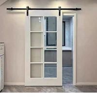 Porte coulissante en verre de style grange, en bois massif blanc, minimaliste moderne, personnalisable, pour usage domestique, résistante à l'usure, respectueuse de l'environnement
