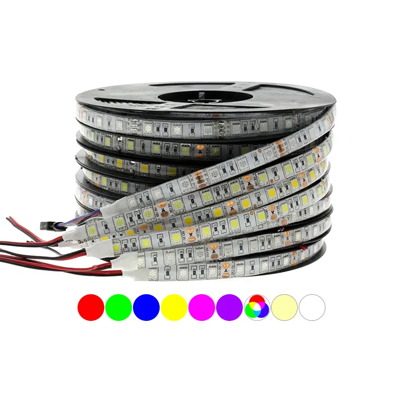 แถบไฟ LED RGB RGBW WW,แถบไฟ5ม./ม้วน DC 12V Flex 5050 SMD 60 LEDs/M สีดำ/ขาว FPC สีเดียว RGB RGBW WW สำหรับตกแต่งพื้นหลังทีวี