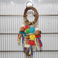 Jouet en bois durable pour perroquet, avec perles couleur pivoine et design rectangulaire en bois de pomme, pour le masticage et le nettoyage du bec des calopsittes
