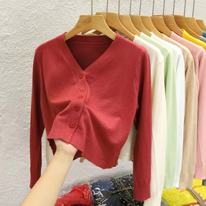 Femmes Vintage Preppy Y2K tricoté pull dames mode boutonné Cardigan veste <span class=keywords><strong>pour</strong></span> printemps automne couleur unie décontracté - Product Image 2