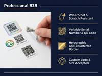 Etiqueta Adhesiva en Rollo con Código QR Escaneable, Datos Variables Únicos, Borde Holográfico Impermeable, Impresión para Logística Minorista, Marca CS