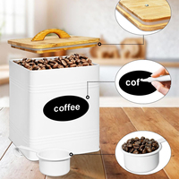 Lot de 3 boîtes de rangement en métal au design moderne Boîte à sucre pour aliments de cuisine avec couvercle en bambou