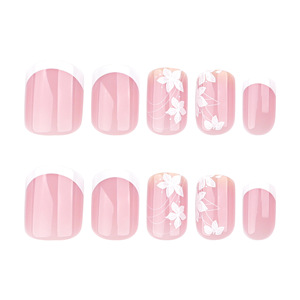 <span class=keywords><strong>Uñas</strong></span> Postizas de Gel Acrílico Suave, Diseño JP3739, Alta Calidad, Nuevo Diseño, 24 Piezas/caja, <span class=keywords><strong>Uñas</strong></span> <span class=keywords><strong>Cortas</strong></span> de Color Rosa Flor, Lindas, de Presión - Product Image 4