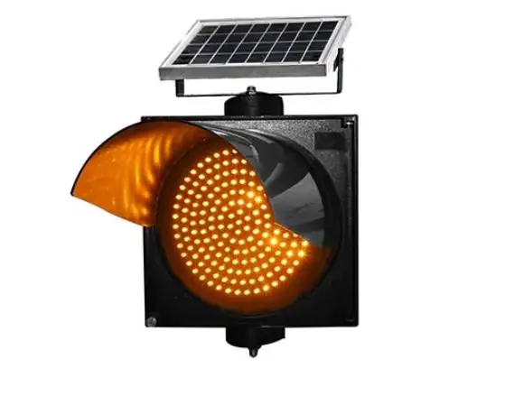 Continuous Power Supply Solar Energy Flashing Light Yellow Warning Safety Led Traffic Light