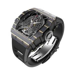 Montre mécanique automatique à tourbillon pour homme, design personnalisé OEM, marque privée, style fibre de carbone, squelette, - Product Image 2