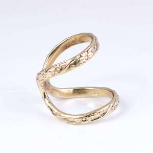 Anillo de Dedo Doble con Diseño Floral Bohemio, Acabado Antiguo, Geométrico, de Latón, para Mujer, Venta al Por Mayor, OEM, ODM - Product Image 2
