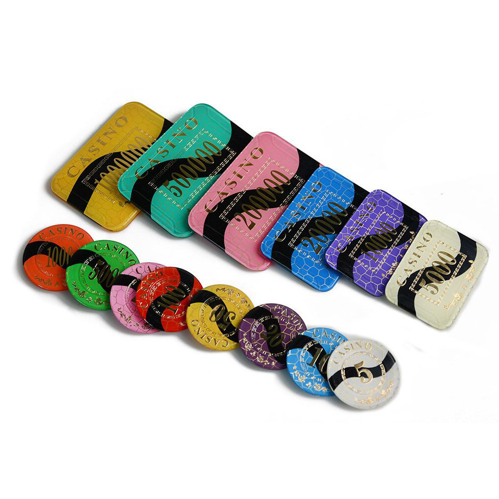 High Quality Wholesale crystal square casino chip premium professional holder set rectangle plaque poker chips