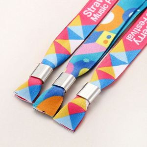 Custom Fabric Wristband <b>Adjustable</b> Plastic Clip Event Party <b>Bracelet</b> - Product Image 2