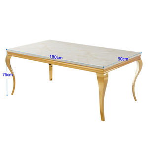 Meubles Foshan Jiening Vente en gros Ensemble de table à manger de luxe en acier inoxydable haute brillance personnalisable table à manger en marbre - Product Image 3