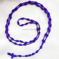 Collier de prière en ficelle durable avec chapelet noué noir