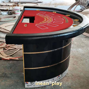 שולחן בלאק ג'ק ופוקר בהתאמה אישית, ברמת קזינו, מתקפל, עם מחזיקי כוסות, משטח טקסס מעץ מלא, מרופד, 2 מסילות משחק מודרניות - Product Image 4