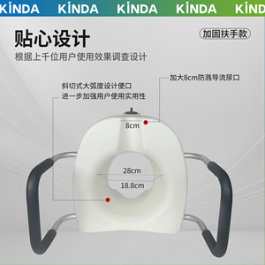 Kinda Toilet Seat Height Increaser With <b>Grab</b> Handles Basic <b>Screw</b> On Cushion For Elderly And Pregnant Women - Product Image 4