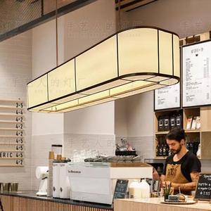 โคมไฟระย้าทรงวงรี ผ้าสีเบจ ไฟ LED สำหรับโรงแรม ร้านอาหาร โคมไฟห้อยเพดาน เคาน์เตอร์บาร์ โคมไฟติดเพดาน - Product Image 3