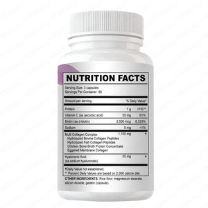 Multi-collageen beautyproducten voor vrouwen & mannen, 240 <span class=keywords><strong>capsules</strong></span> met gehydrolyseerde proteïnepeptiden, biotine & hyaluronzuur - Product Image 2