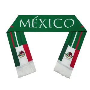 Лидер продаж, дешевый трикотажный принт, Жаккардовый Логотип, спортивный футбольный клуб, Мексиканский Флаг, шарф