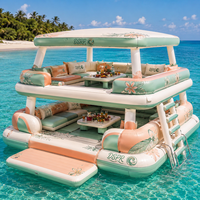 Plateforme flottante gonflable pour lacs, mers et piscines, avec une forte flottabilité, idéale pour les fêtes aquatiques en famille et le bain de soleil estival.