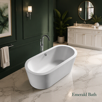 Baignoire ovale autoportante en acrylique de haute qualité, contemporaine, pour adultes, avec trop-plein et drain