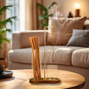 Support double usage résistant aux cendres avec plateau de rangement en verre pour cendres et porte-bâtonnets pour la méditation, le yoga et la décoration - Product Image 5