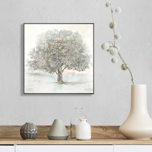 Tóm tắt cây thực vật vải in hiện đại tối giản bức tranh tường nghệ thuật với vàng long lanh khung cho trang trí nội thất - Product Image 1