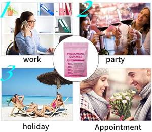 Gomitas de Feromonas <span class=keywords><strong>OEM</strong></span>, Dulces Naturales para el Equilibrio Hormonal, Suplemento Dietético con Fibra, con Corteza de Olmo Resbaladizo y Raíz de Maca para Mujeres y Hombres - Product Image 5