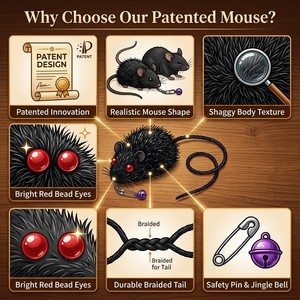 Tête de remplacement réaliste <span class=keywords><strong>et</strong></span> interactive pour baguette de <span class=keywords><strong>chat</strong></span>, en plumes, avec corps noir duveteux <span class=keywords><strong>et</strong></span> yeux perlés rouges, jouet à cordon tressé - Product Image 6