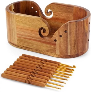 Cuenco de hilo de madera de acacia, cuencos grandes de hilo para ganchillo - Product Image 1