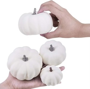 12 pièces de fausses citrouilles en mousse blanche, tailles assorties, style rustique, pour <span class=keywords><strong>Halloween</strong></span>, automne, Thanksgiving, Pâques, remise de diplôme - Product Image 5