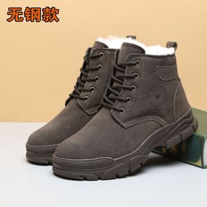 Bottes d'hiver chaudes pour hommes, taille 40, en cuir et fourrure, bottes de travail sans embout en acier - Product Image 1