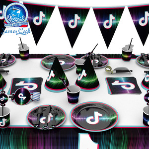 James Cook TikTok Party Supplies Kit <b>Disposable</b> Plates Cups <b>Tablecloth</b> Pennants Birthday Decor Modern Style - Product Image 4