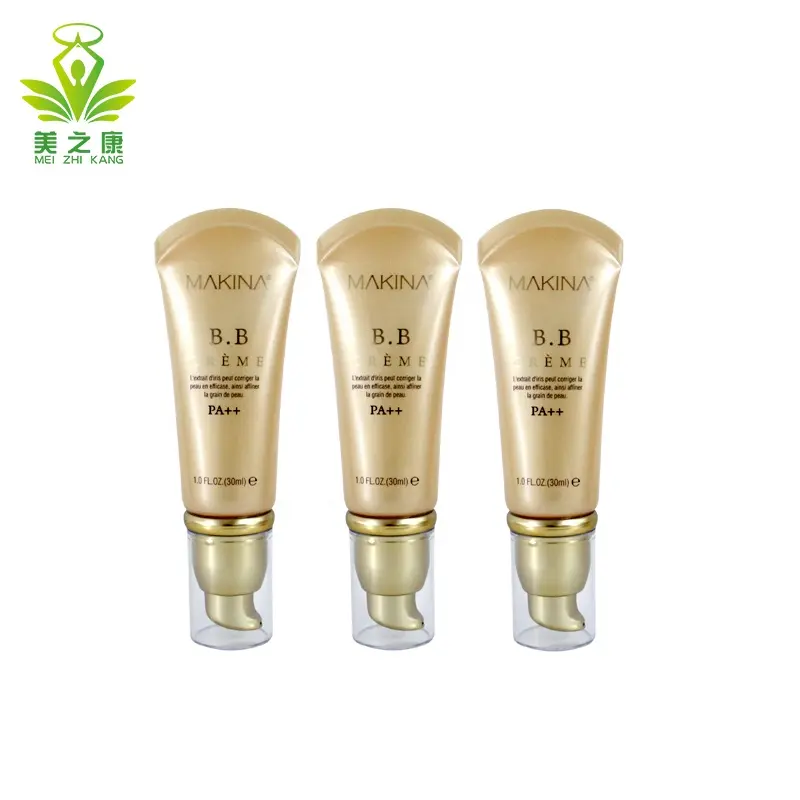 D30 30ml 50ml cosmetic tubes luxury airless pump tube 30ml with metal golden pumb for sunscreen BB cream personal care cosmetics