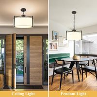 Nouvelle suspension moderne chinoise en forme de tambour avec abat-jour en lin blanc pour cuisine, chambre, couloir, salle à manger